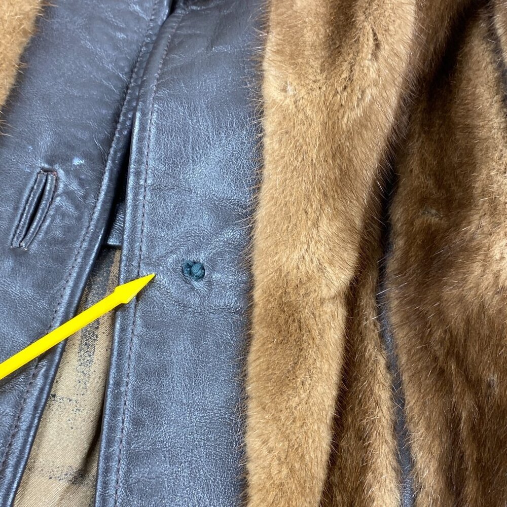 Vtg Mr. Leonard Jacket Women Brown Fur Leather Belted Waist Classic 70’s - Picture 6 of 14